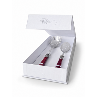 Coffret Couverts à Pâtes, Cuillère à Spaghetti et Cuillère Perforée, Rouge (nacré)
