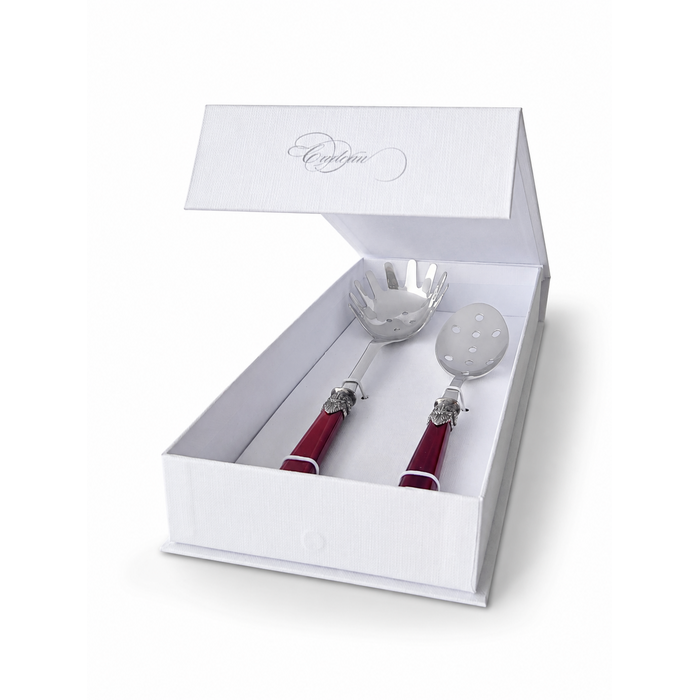 Pasta Besteck Geschenkset (2-teilig), Rot (Perlmutt), Spaghettilöffel und Schaumlöffel | EME Napoleon