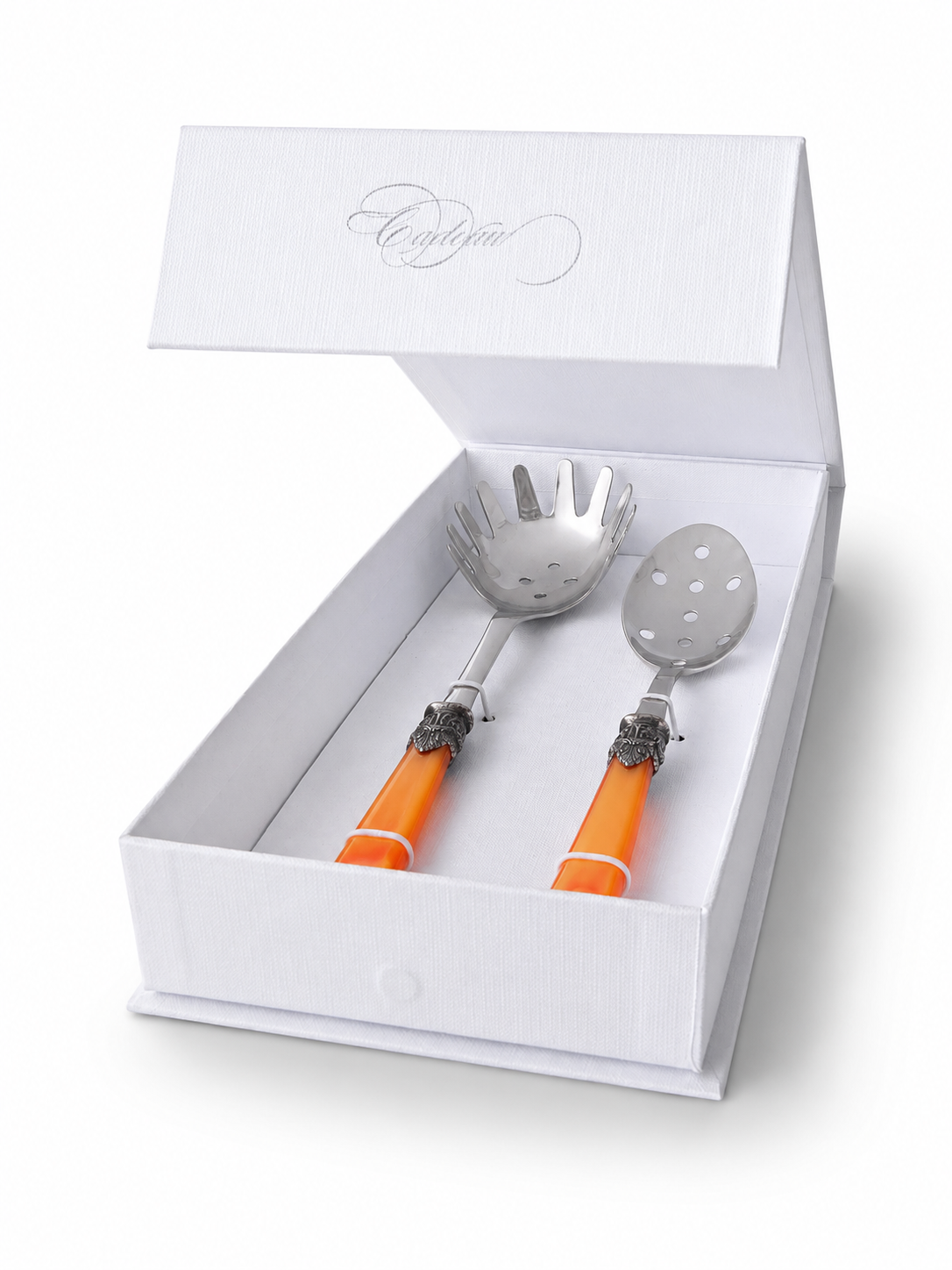 Pasta Besteck Geschenkset (2-teilig), Orange (Perlmutt), Spaghettilöffel und Schaumlöffel | EME Napoleon