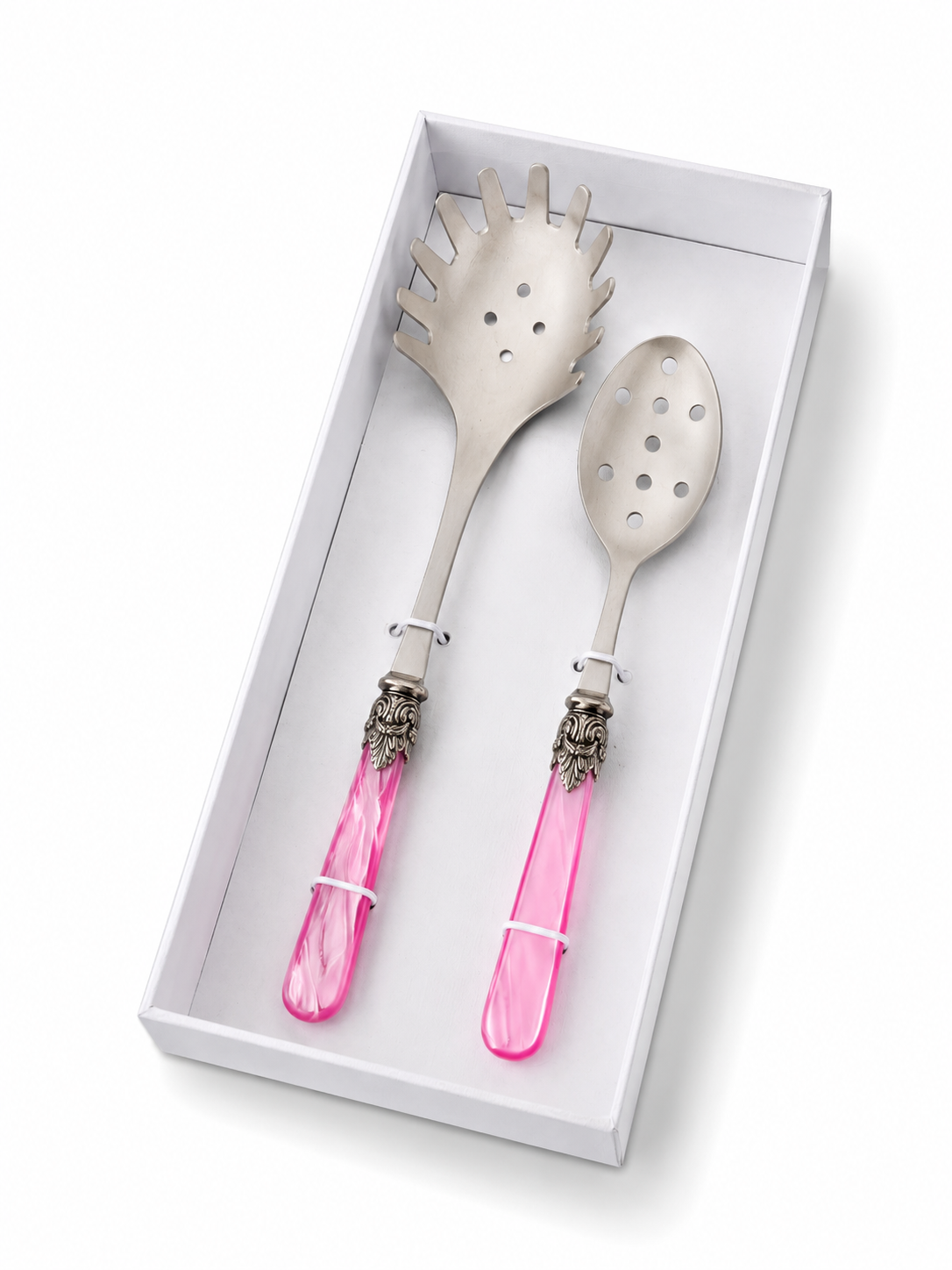 Pasta Besteck Geschenkset (2-teilig), Fuchsia (Perlmutt), Spaghettilöffel und Schaumlöffel | EME Napoleon