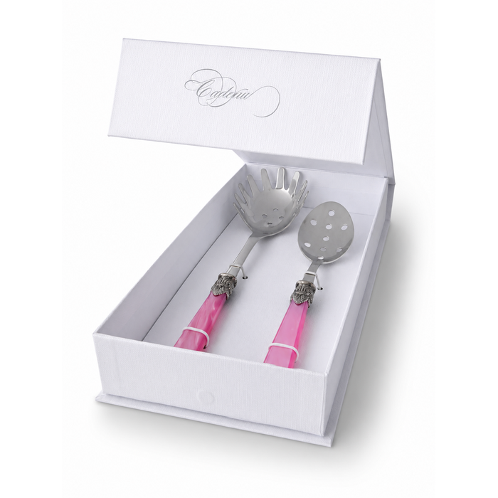 Pasta Besteck Geschenkset (2-teilig), Fuchsia (Perlmutt), Spaghettilöffel und Schaumlöffel | EME Napoleon