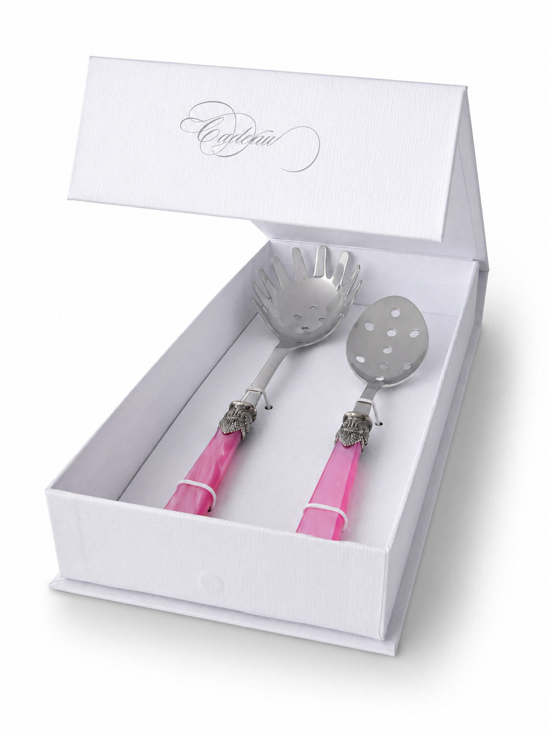 Coffret Couverts à Pâtes (2 pièces), Fuchsia (Nacré), Cuillère à Spaghetti et Cuillère Perforée | EME Napoleon