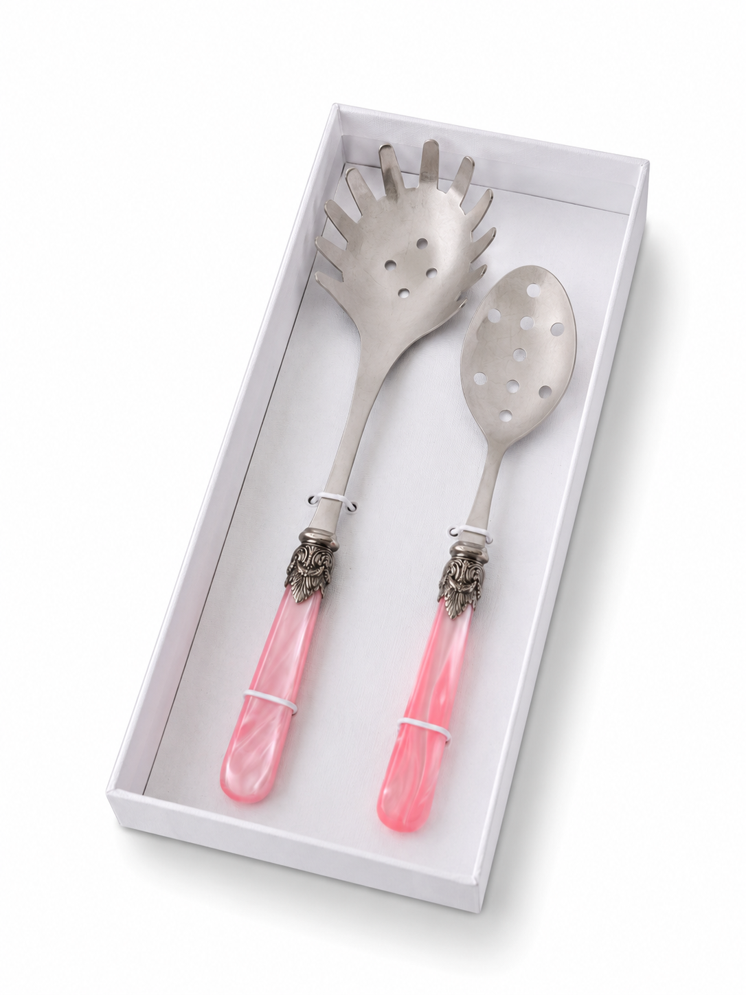Coffret Couverts à Pâtes (2 pièces), Rose (Nacré), Cuillère à Spaghetti et Cuillère Perforée | EME Napoleon