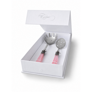 Pasta Cutlery Gift Set, Spaghetti Server and Slotted Spoon, Pink (mother-of-pearl)