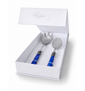 2-piece pasta cutlery gift set with spaghetti server and slotted spoon, blue (mother-of-pearl)