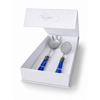 Pasta Besteck Geschenkset, Spaghettilöffel und Schaumlöffel, Blau (Perlmutt)