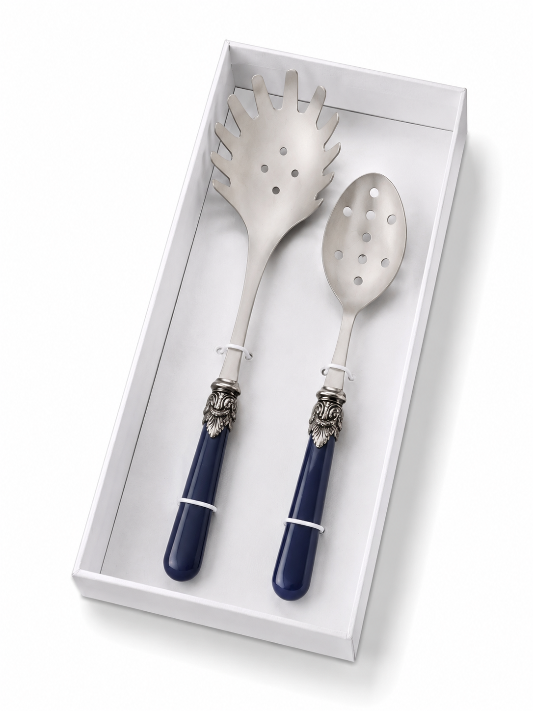 Coffret Couverts à Pâtes (2 pièces), Bleu (mat), Cuillère à Spaghetti et Cuillère Perforée | EME Napoleon