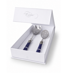 2-teiliges Pasta-Besteck-Geschenkset mit Spaghettilöffel und Schaumlöffel, Blau (matt)