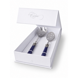 Set de Cubiertos para Pasta, Cuchara para Espaguetis y Cuchara Ranurada, Azul (mate)