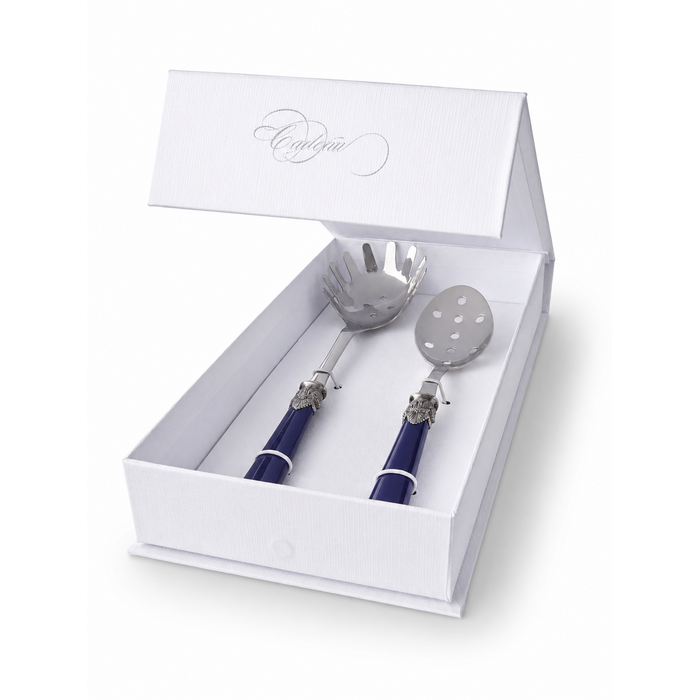 Pasta Bestek Cadeauset (2-delig), spaghettilepel en sleuflepel, Blauw (mat) | EME Napoleon