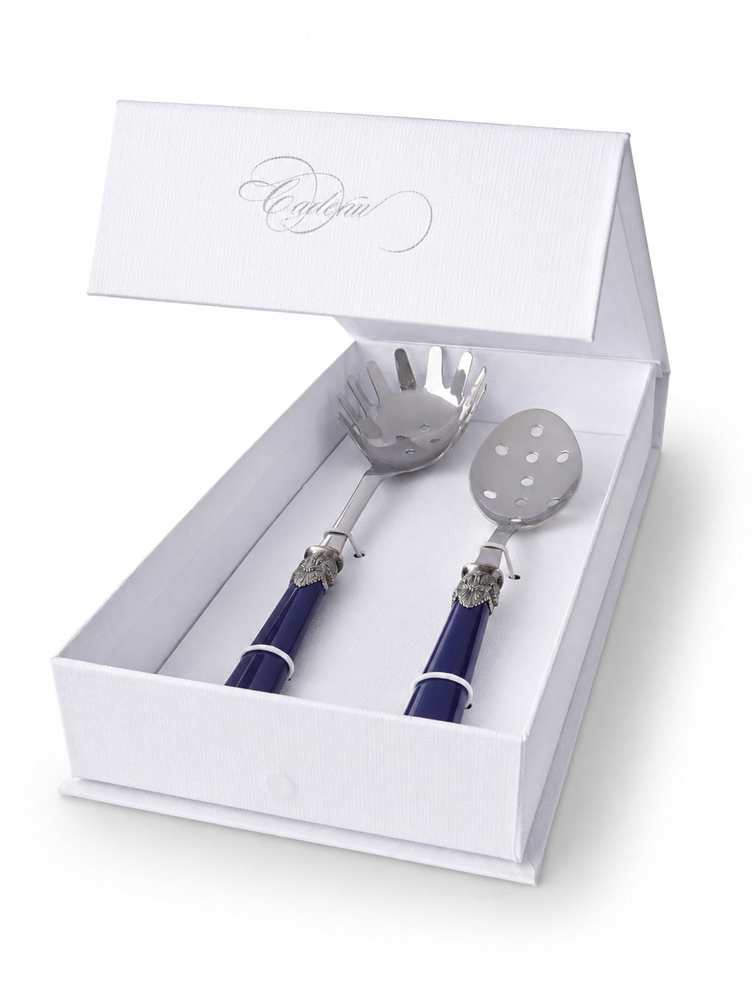 Set de Cubiertos para Pasta (2 piezas), Azul (mate), Cuchara para Espaguetis y Cuchara Ranurada | EME Napoleon