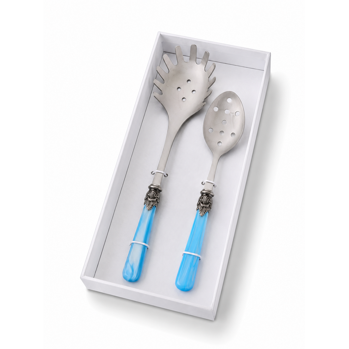 Pasta Besteck Geschenkset (2-teilig), Hellblau (Perlmutt), Spaghettilöffel und Schaumlöffel | EME Napoleon