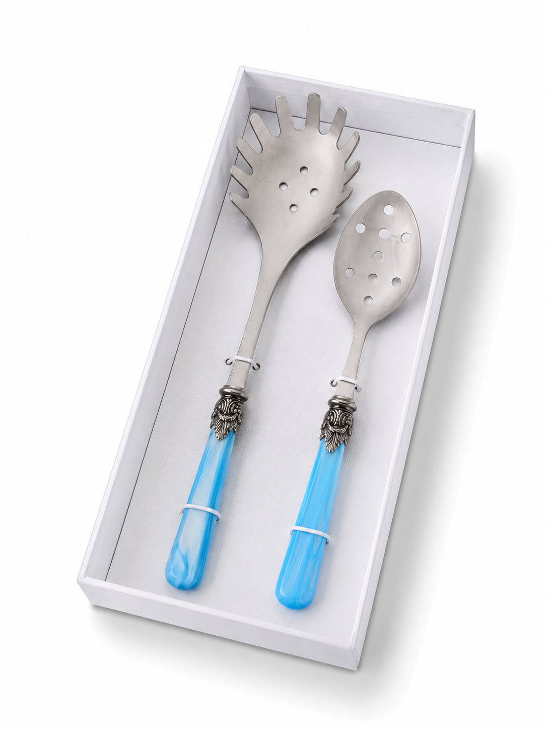 Pasta Besteck Geschenkset (2-teilig), Hellblau (Perlmutt), Spaghettilöffel und Schaumlöffel | EME Napoleon