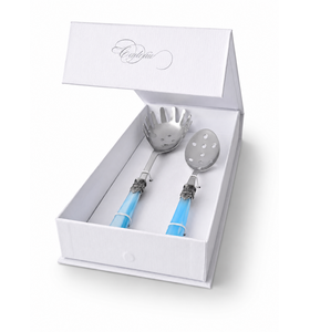 Coffret Couverts à Pâtes, Cuillère à Spaghetti et Cuillère Perforée, Bleu Clair (nacré)