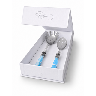 Pasta Bestek Cadeauset, spaghettilepel en sleuflepel, Lichtblauw (parelmoer)