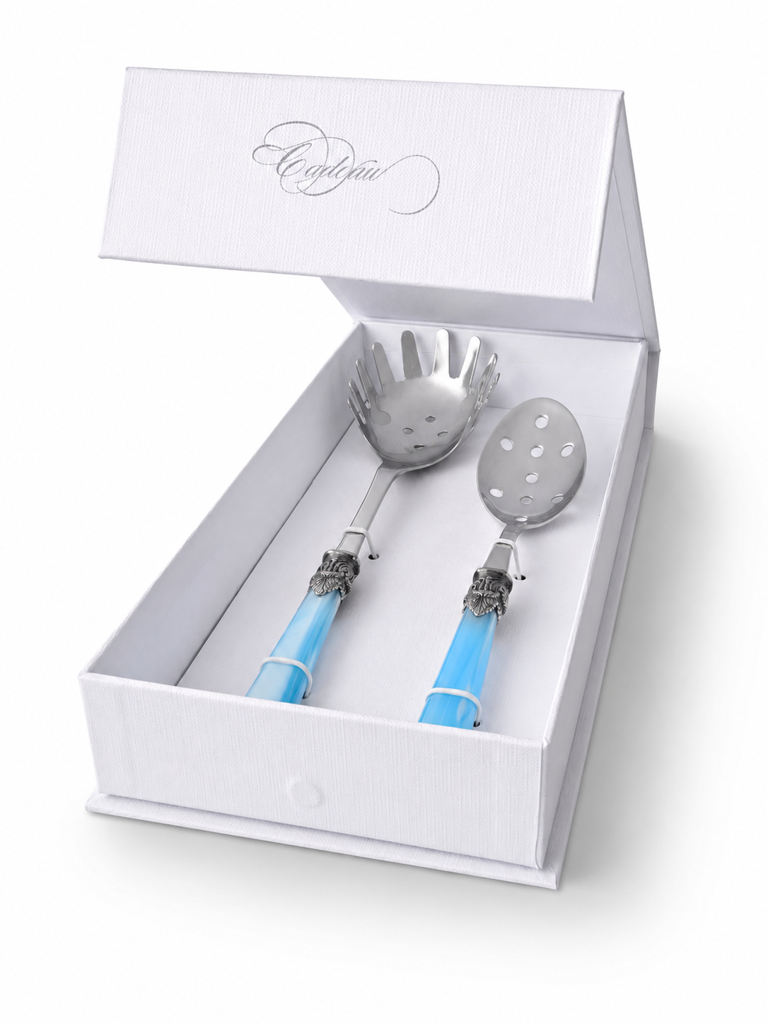 Pasta Besteck Geschenkset (2-teilig), Hellblau (Perlmutt), Spaghettilöffel und Schaumlöffel | EME Napoleon
