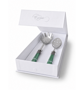 2-teiliges Pasta-Besteck-Geschenkset mit Spaghettilöffel und Schaumlöffel, Grün (Perlmutt)