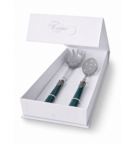 2-teiliges Pasta-Besteck-Geschenkset mit Spaghettilöffel und Schaumlöffel, Grün (matt)