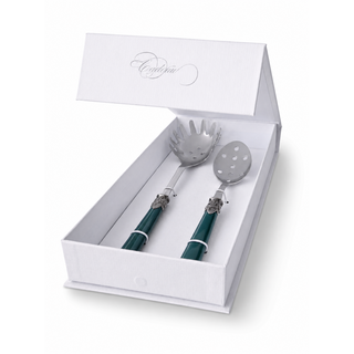 Coffret Couverts à Pâtes, Cuillère à Spaghetti et Cuillère Perforée, Vert (mat)