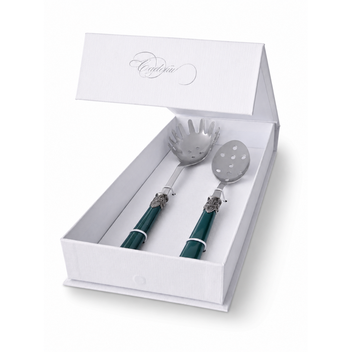 Pasta Besteck Geschenkset (2-teilig), Grün (matt), Spaghettilöffel und Schaumlöffel | EME Napoleon