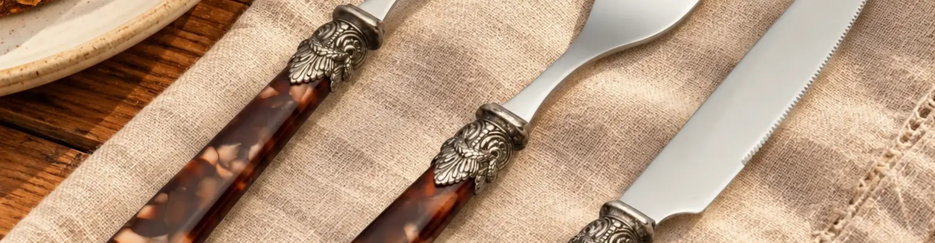 Set an autumn table with coloured cutlery