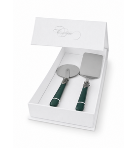 2-teiliges Pasta-Besteck-Geschenkset mit Lasagneheber und Pizzaschneider, Grün (matt)