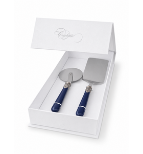 2-teiliges Pasta-Besteck-Geschenkset mit Lasagneheber und Pizzaschneider, Blau (matt)