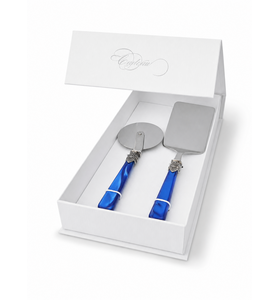 2-teiliges Pasta-Besteck-Geschenkset mit Lasagneheber und Pizzaschneider, Blau (perlmutt)