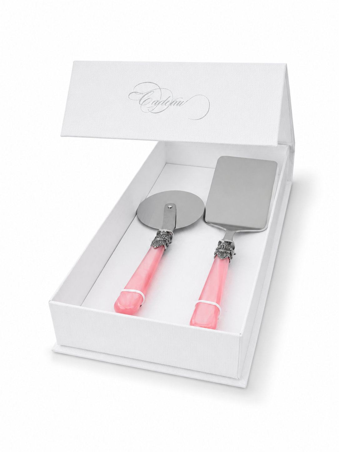 2-teiliges Pasta-Besteck-Geschenkset mit Lasagneheber und Pizzaschneider, Rosa (perlmutt), EME Napoleon