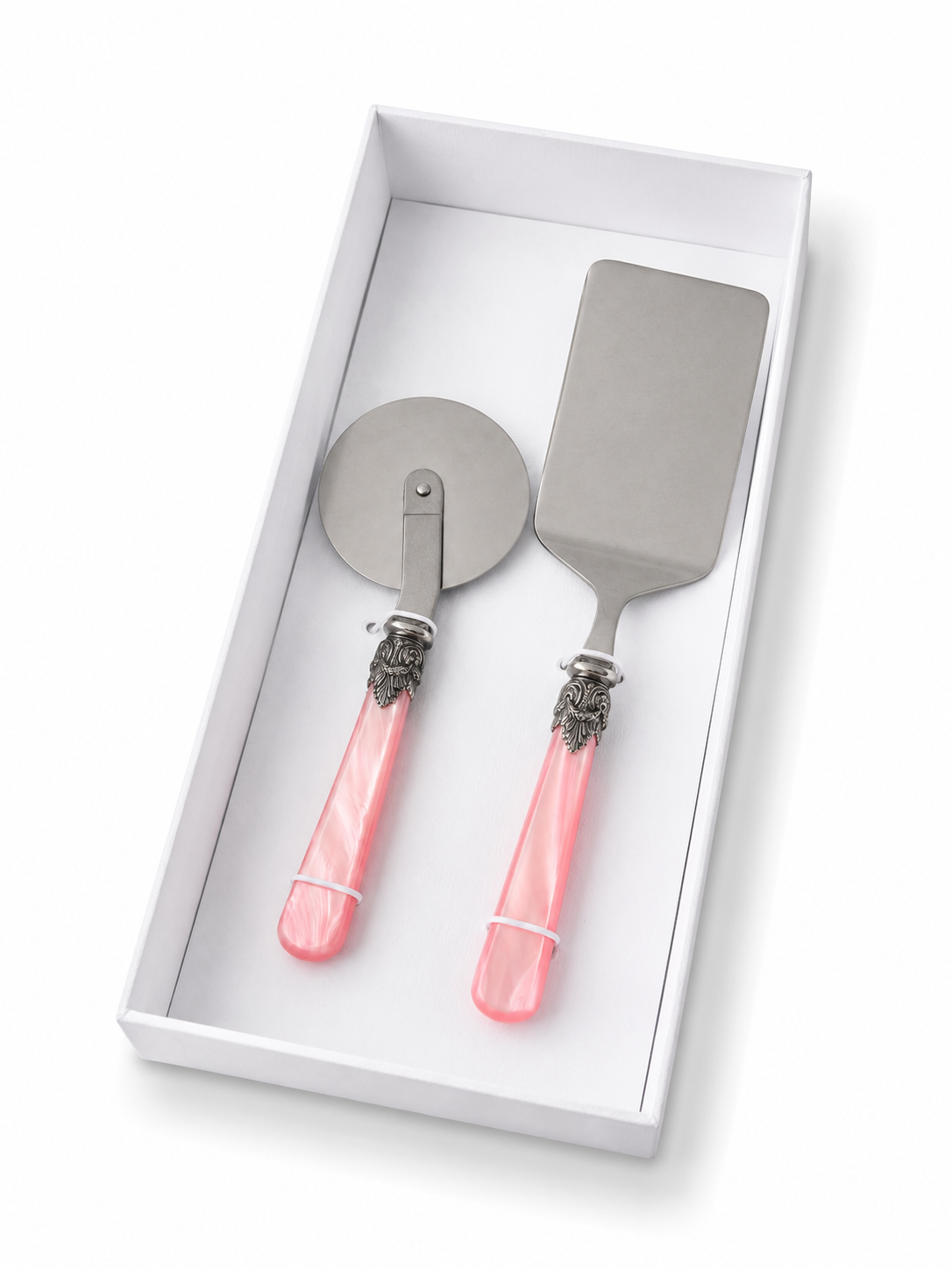 2-teiliges Pasta-Besteck-Geschenkset mit Lasagneheber und Pizzaschneider, Rosa (perlmutt), EME Napoleon