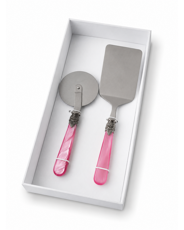 2-teiliges Pasta-Besteck-Geschenkset mit Lasagneheber und Pizzaschneider, Fuchsia (perlmutt), EME Napoleon