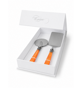 2-teiliges Pasta-Besteck-Geschenkset mit Lasagneheber und Pizzaschneider, Orange (perlmutt)