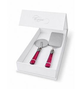 2-teiliges Pasta-Besteck-Geschenkset mit Lasagneheber und Pizzaschneider, Rot (perlmutt)