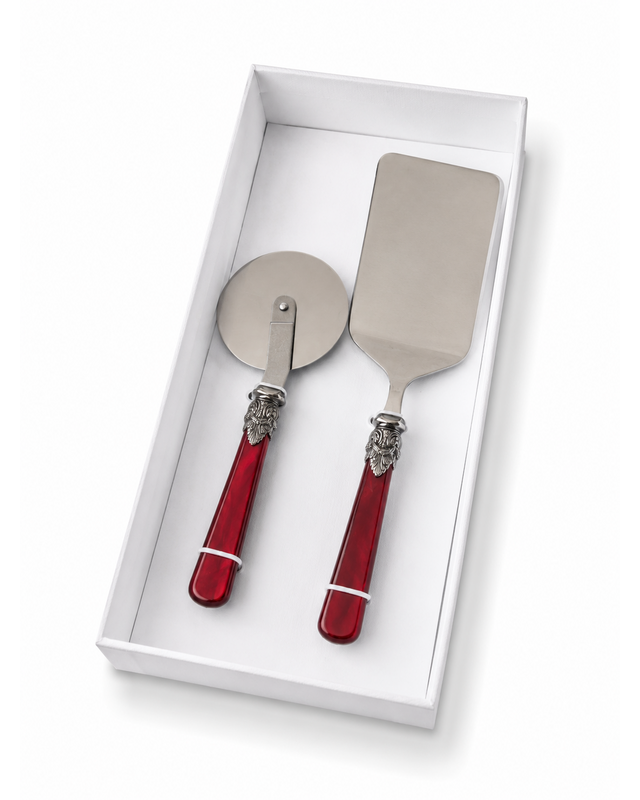 2-delige pastabestekcadeauset met lasagneschep en pizzasnijder, rood (parelmoer), EME Napoleon