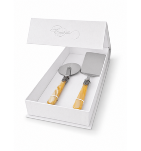 2-teiliges Pasta-Besteck-Geschenkset mit Lasagneheber und Pizzaschneider, Honig (perlmutt)