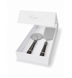 2-teiliges Pasta-Besteck-Geschenkset mit Lasagneheber und Pizzaschneider, Braun (perlmutt)