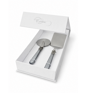 2-teiliges Pasta-Besteck-Geschenkset mit Lasagneheber und Pizzaschneider, Grau (perlmutt)