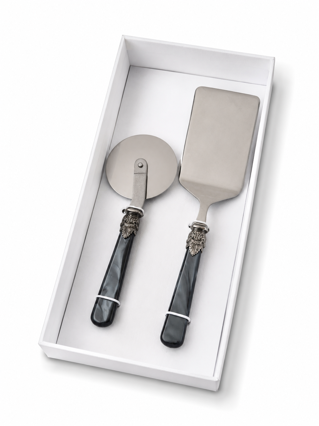 2-delige pastabestekcadeauset met lasagneschep en pizzasnijder, zwart (parelmoer), EME Napoleon