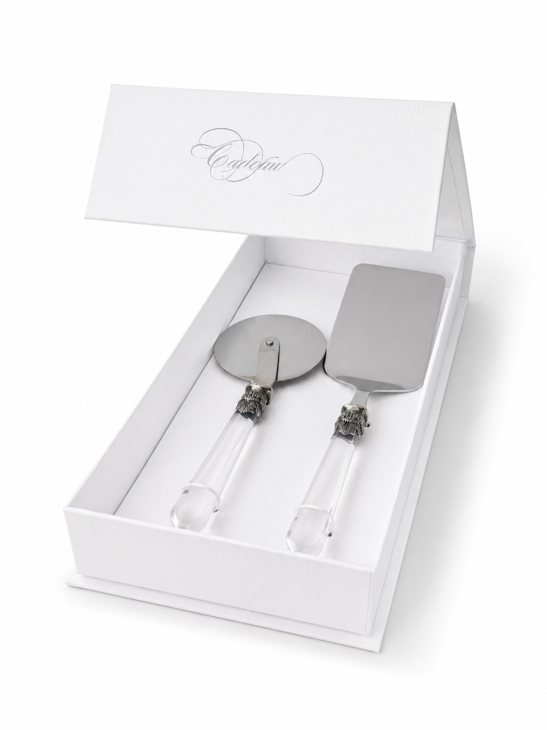 Coffret cadeau de 2 ustensiles pour pâtes avec pelle à lasagnes et roulette à pizza, transparent, EME Napoleon