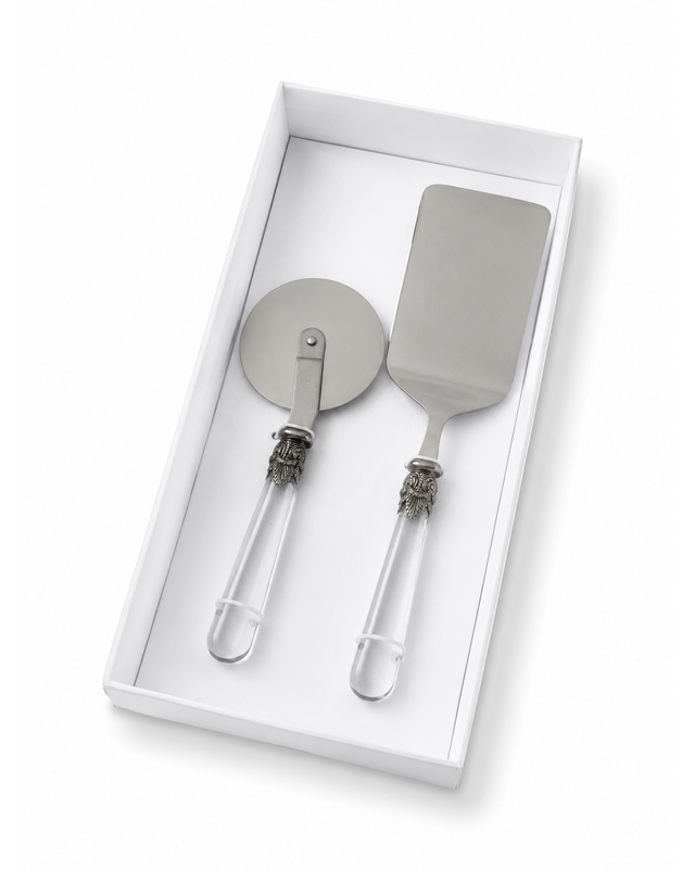 Coffret cadeau de 2 ustensiles pour pâtes avec pelle à lasagnes et roulette à pizza, transparent, EME Napoleon
