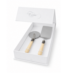 2-teiliges Pasta-Besteck-Geschenkset mit Lasagneheber und Pizzaschneider, Elfenbein (matt)
