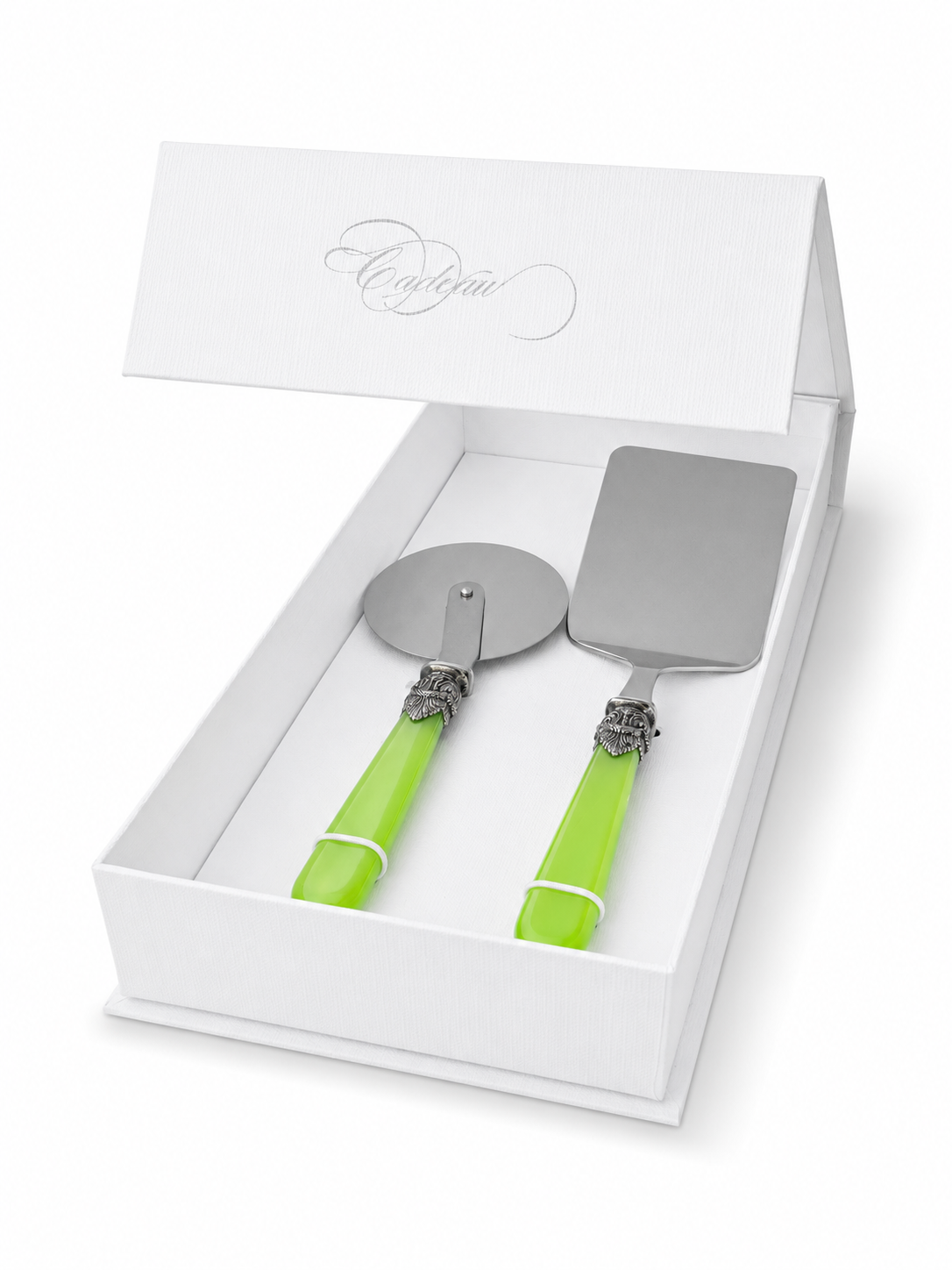 2-delige pastabestekcadeauset met lasagneschep en pizzasnijder, groen (parelmoer), EME Napoleon
