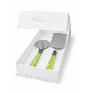 2-teiliges Pasta-Besteck-Geschenkset mit Lasagneheber und Pizzaschneider, Hell Grün (perlmutt)
