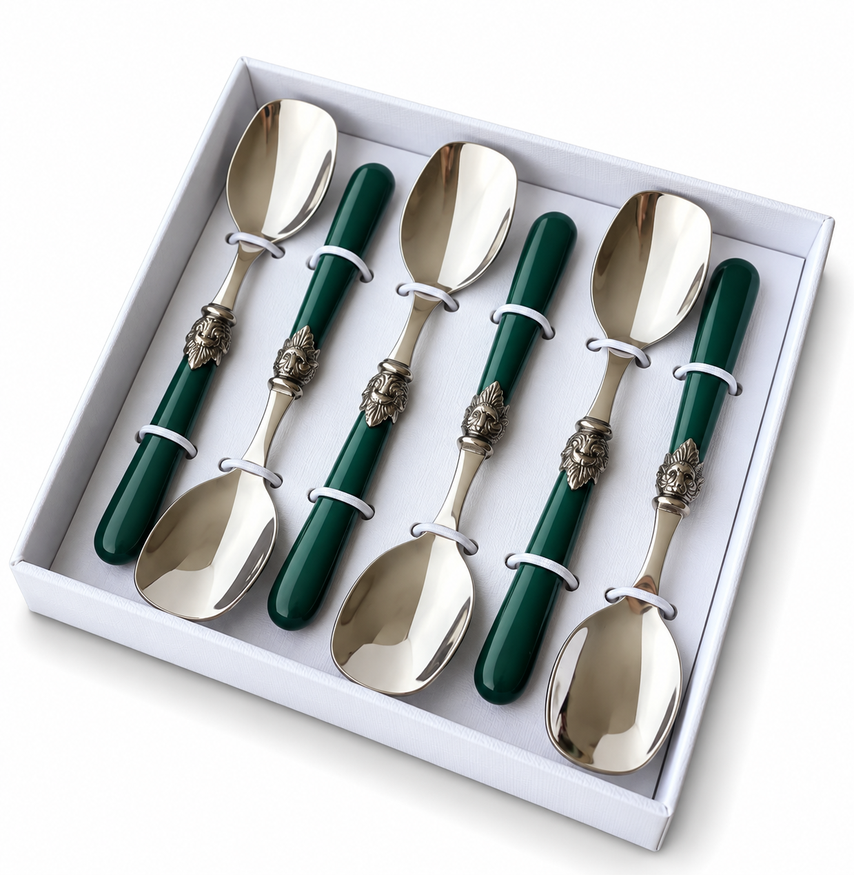 6-piece ice cream spoon gift set, green (matte), EME Napoleon