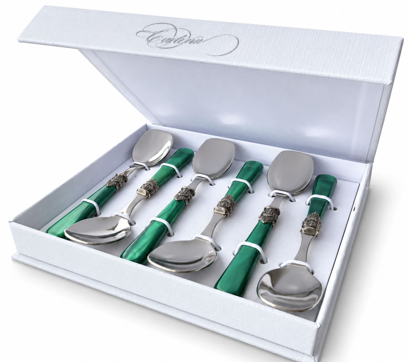 6-teiliges Eislöffel-Geschenkset, Grün (Perlmutt), EME Napoleon