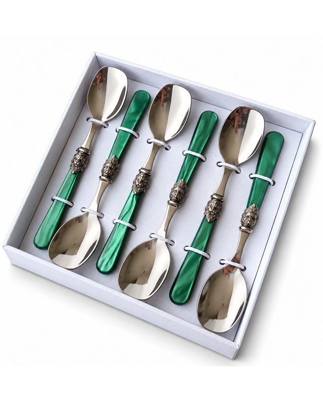Coffret cadeau de 6 cuillères à glace, vert (nacré), EME Napoleon