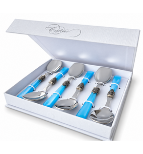 6-teiliges Eislöffel-Geschenkset, Hellblau (Perlmutt)