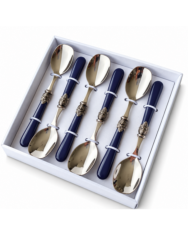Coffret cadeau de 6 cuillères à glace, bleu (mat), EME Napoleon