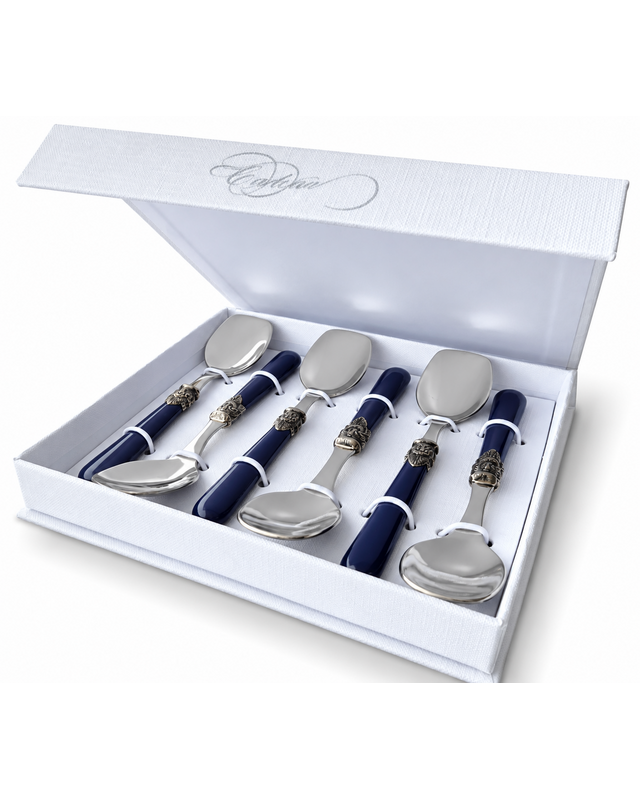 6-teiliges Eislöffel-Geschenkset, Blau (matt), EME Napoleon