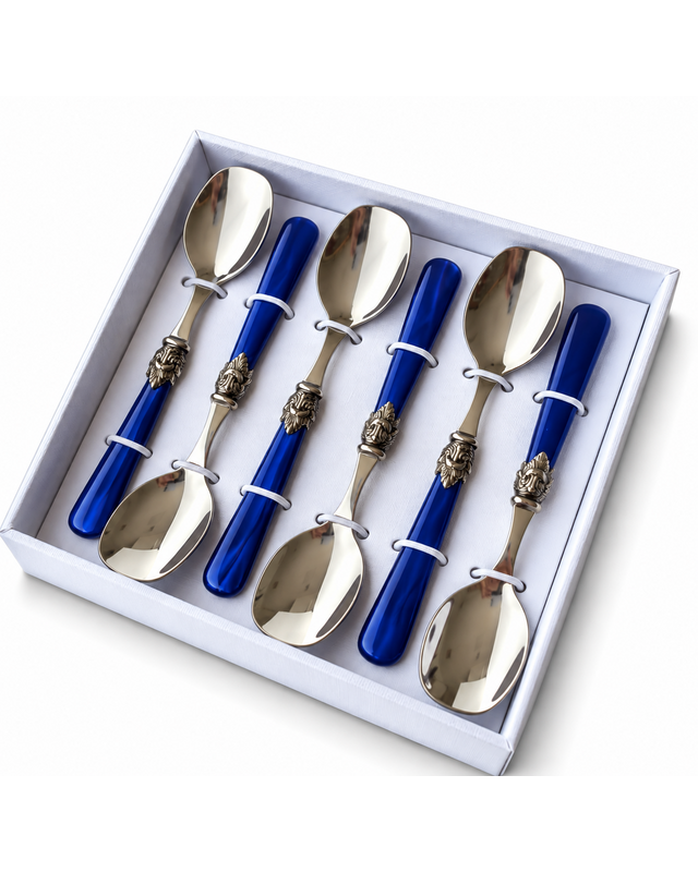 6-teiliges Eislöffel-Geschenkset, Blau (Perlmutt), EME Napoleon